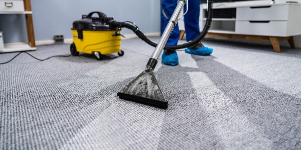 Person Cleaning Carpet With Vacuum Cleaner